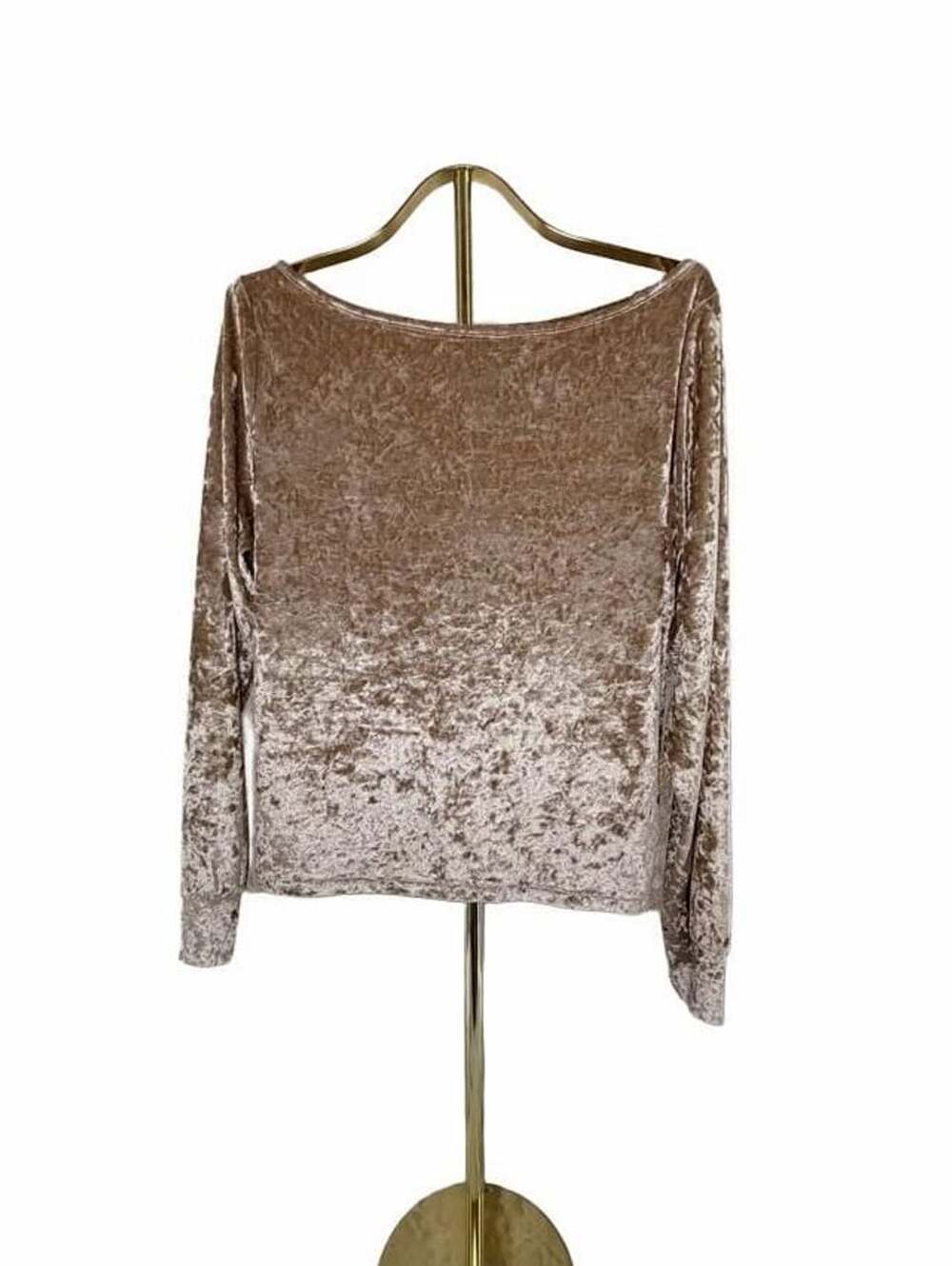 Buffbunny Collection Crushed Velvet Long Sleeve Boat Neck Top Size Medium